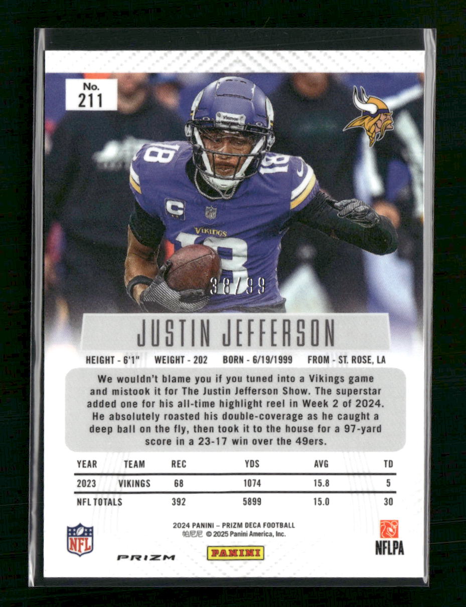 Justin Jefferson Minnesota Vikings #211 2024 Panini Prizm Rookie