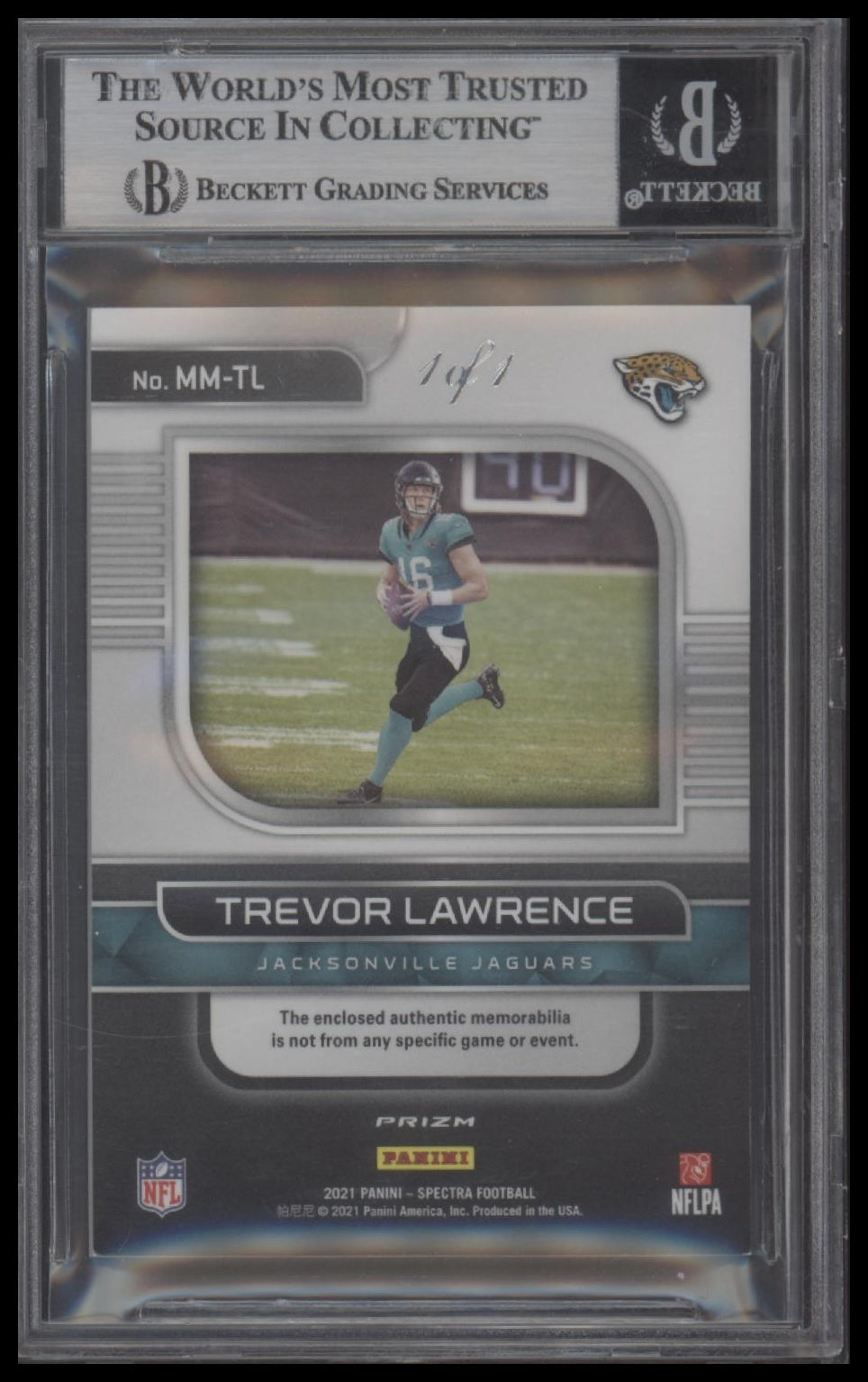 Trevor Lawrence 2021 Panini Spectra Monumental Memorabilia 1/1