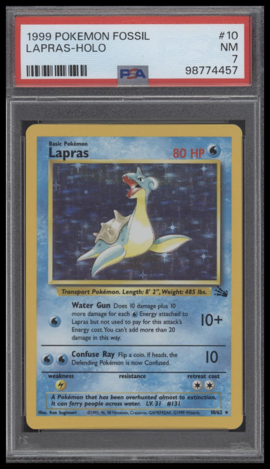 Lapras-Holo 1999 Pokemon Fossil #10 PSA 7