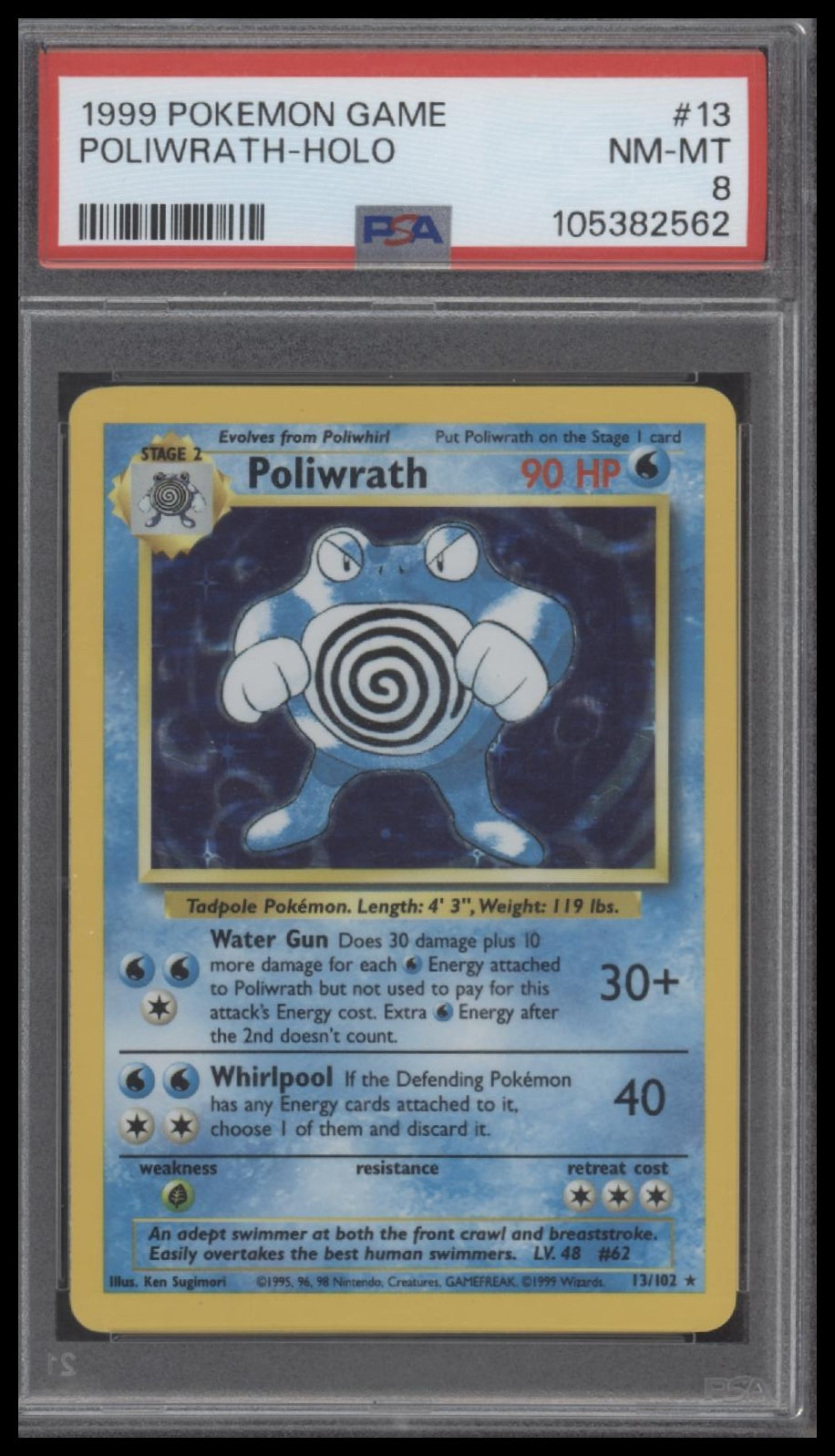 Poliwrath-Holo 1999 Pokemon Game #13 PSA 8