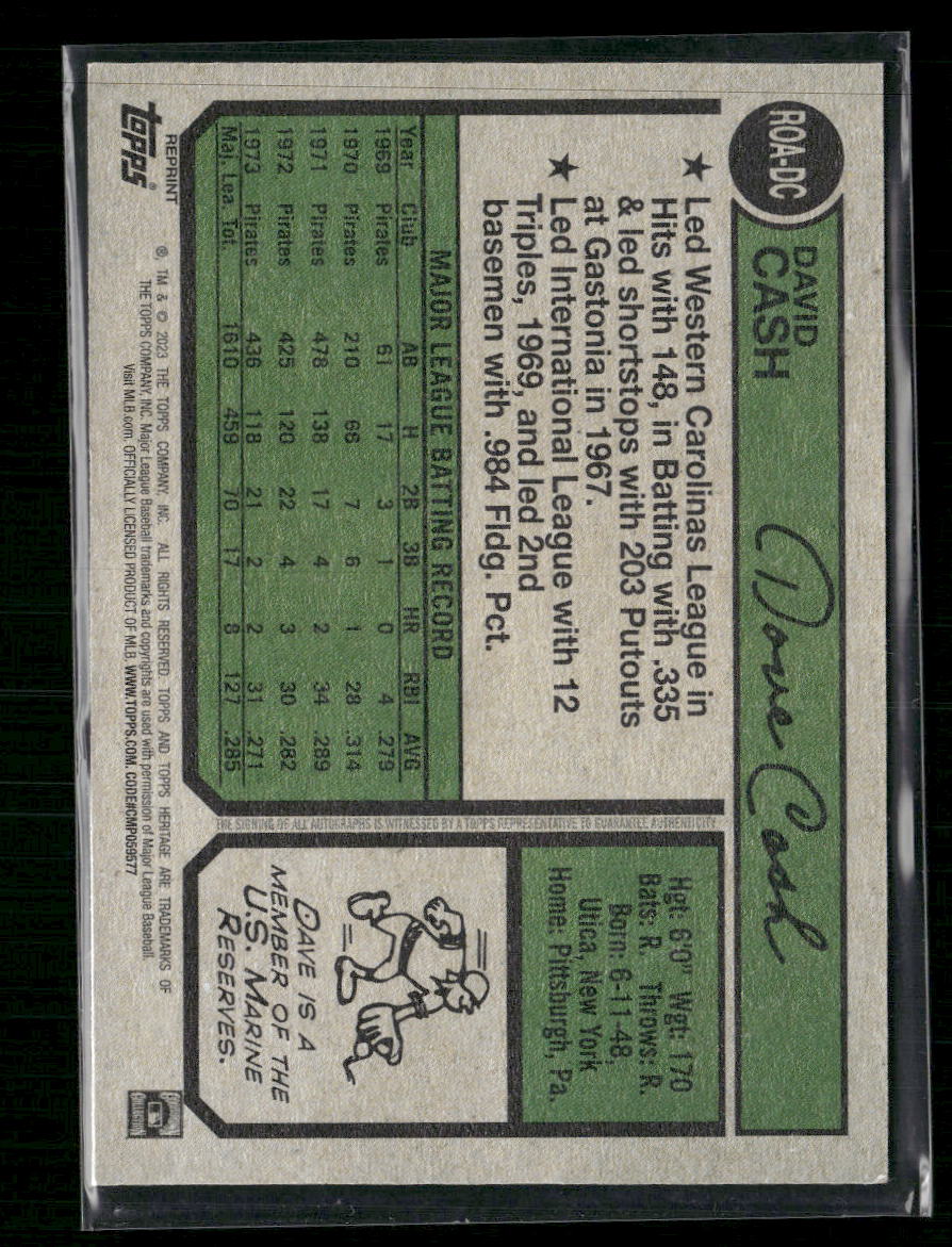Dave Cash 2023 Topps Heritage #ROA-DC Real One Autographs