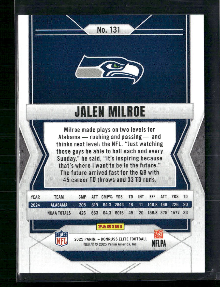Jalen Milroe 2025 Donruss Elite #131 Green Disco