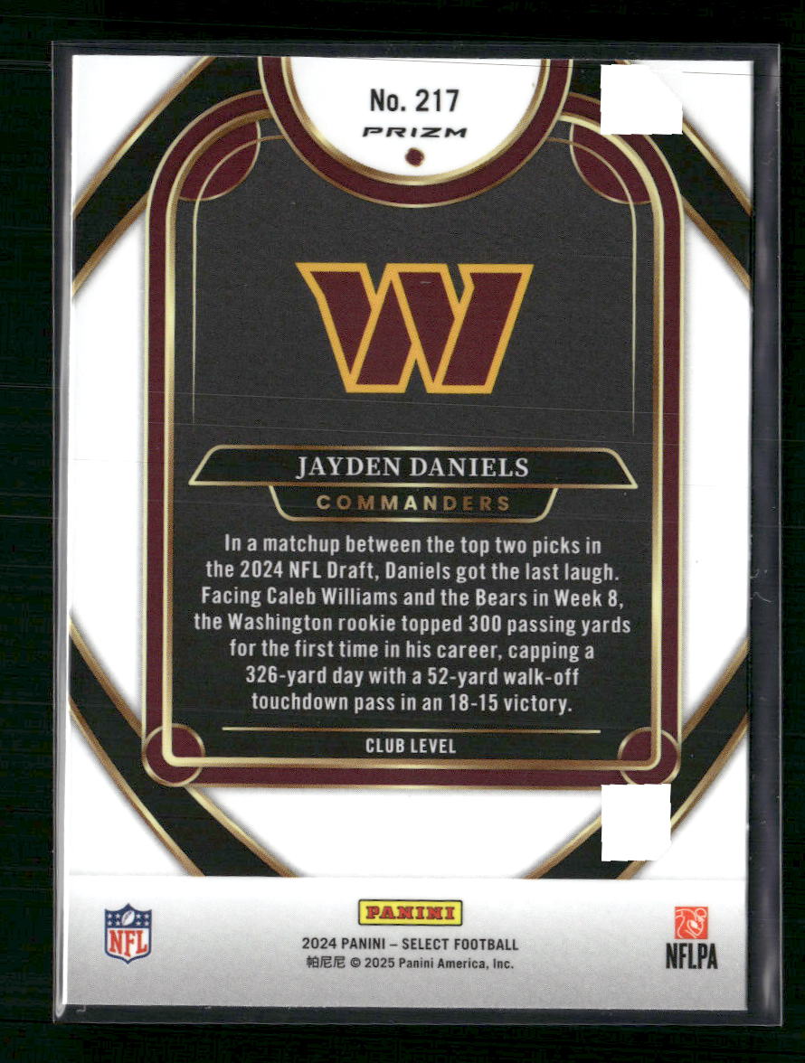 Jayden Daniels 2024 Panini Select #217 Red & Yellow Prizm Shock