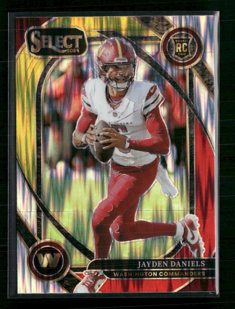 Jayden Daniels 2024 Panini Select #217 Red & Yellow Prizm Shock