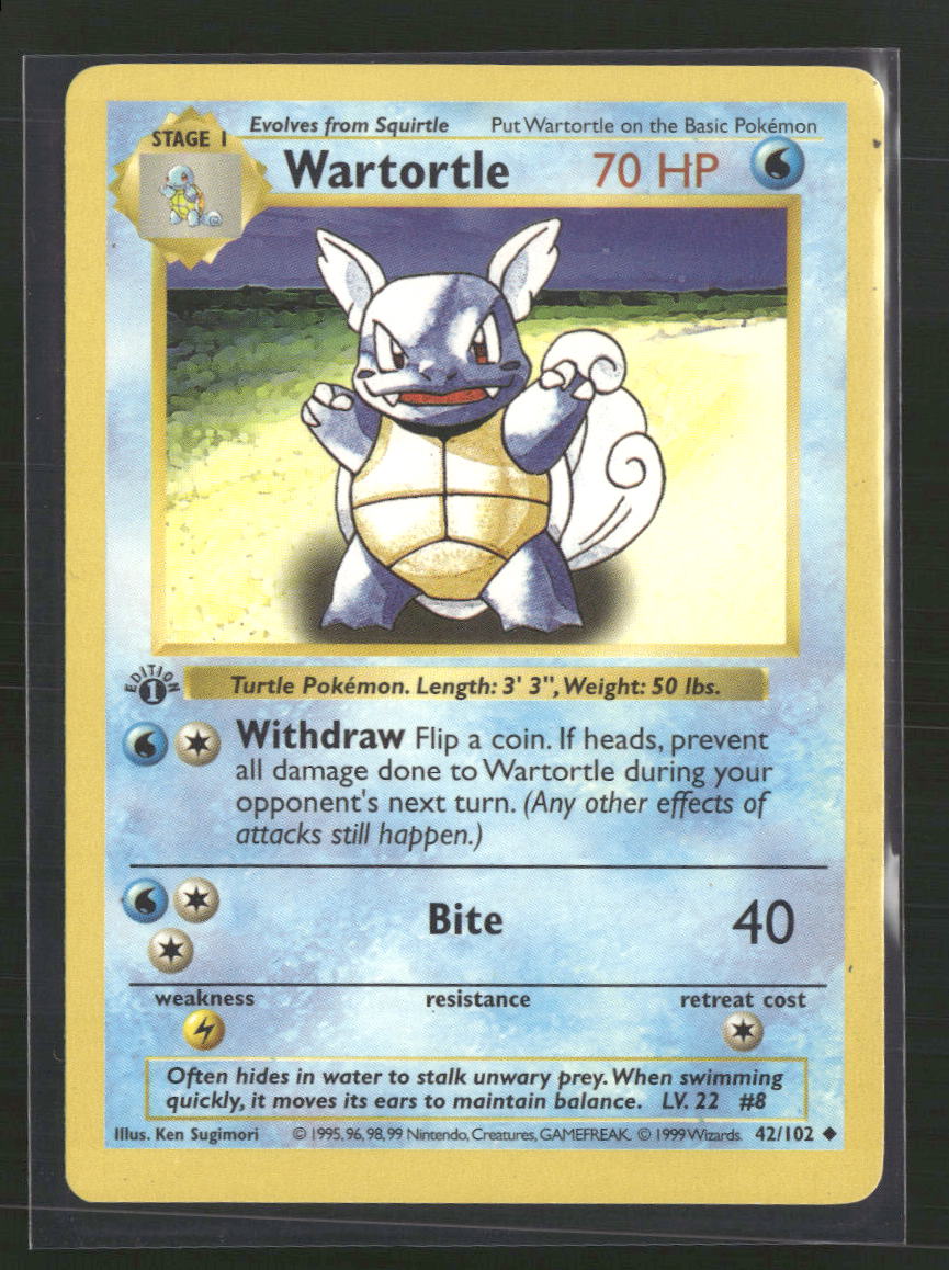 Wartortle Base Set (1st Edition) (Shadowless) #042/102 - Front