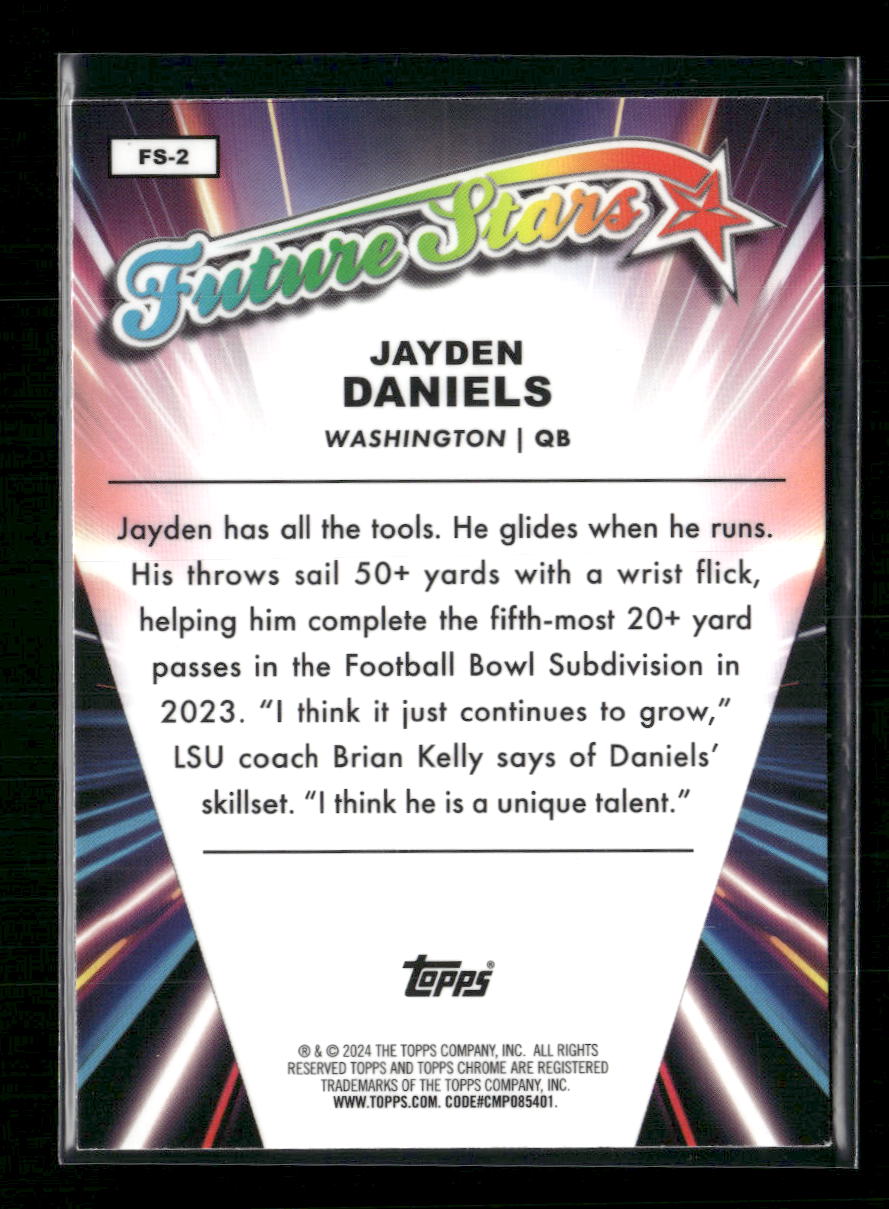 Jayden Daniels 2024 Topps Chrome #FS-2 Future Stars Lazer Refractor