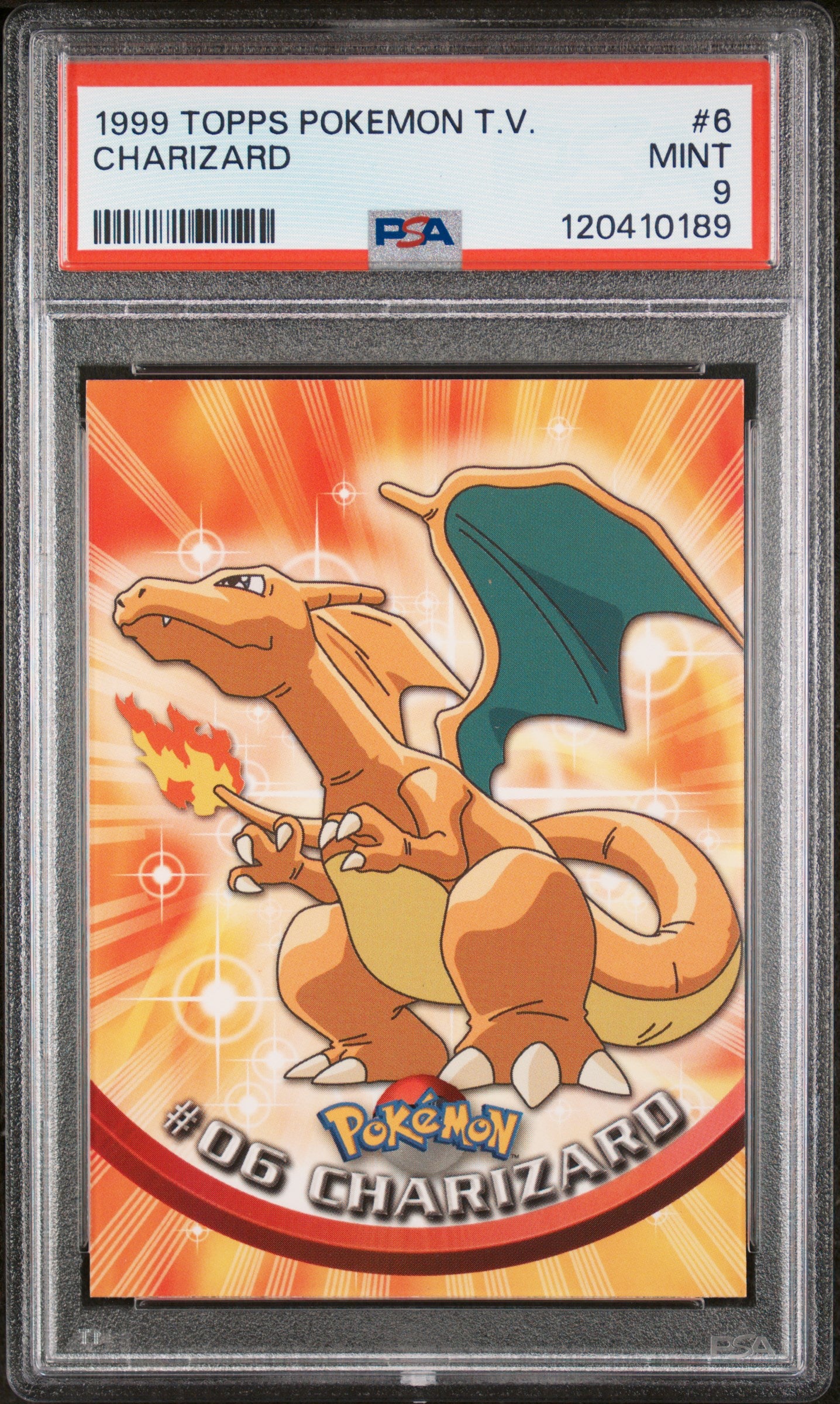 Charizard 1999 Topps Pokemon Tv #6 PSA 9