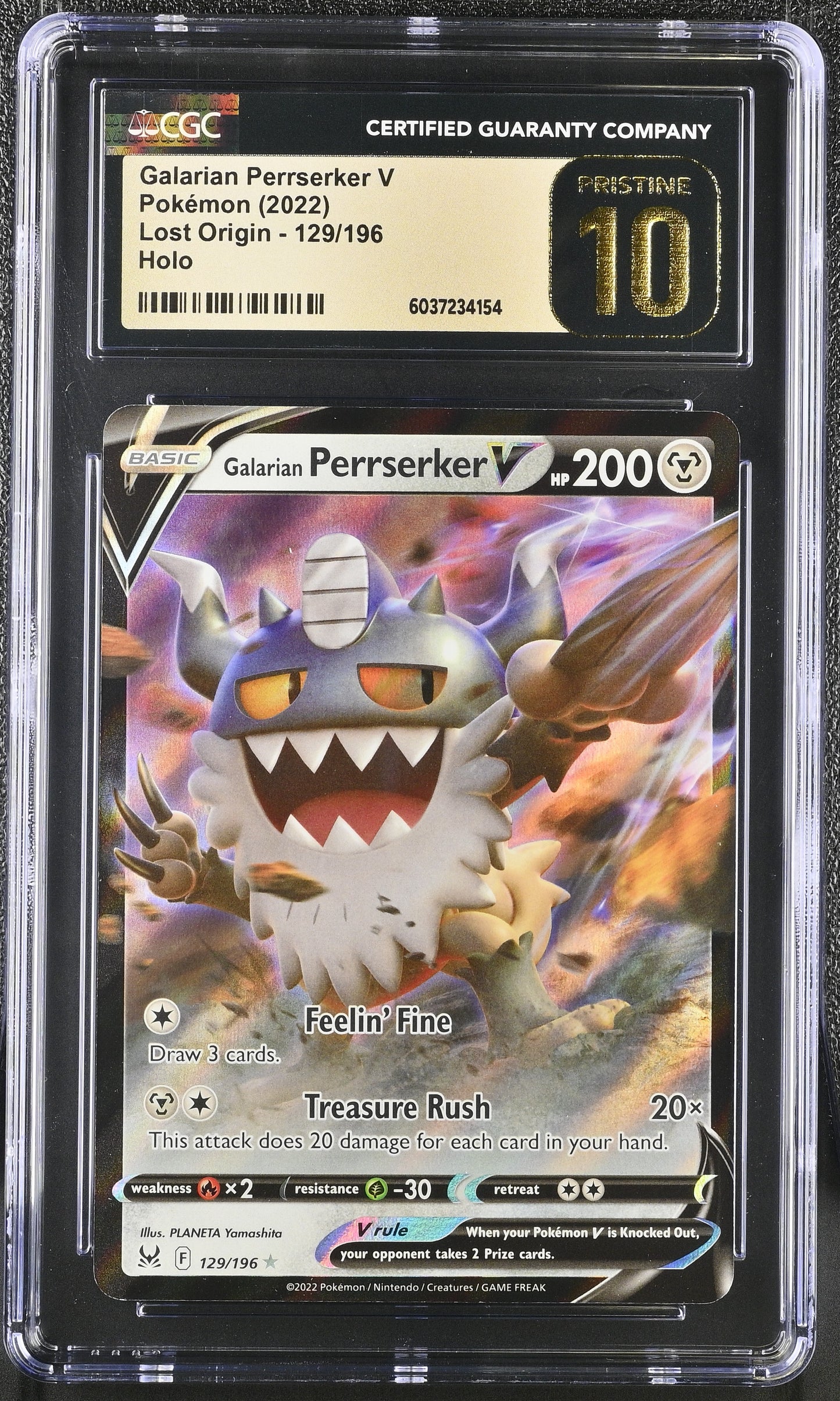Galarian Perrserker V 2022 Lost Origin #129/196 CGC 10