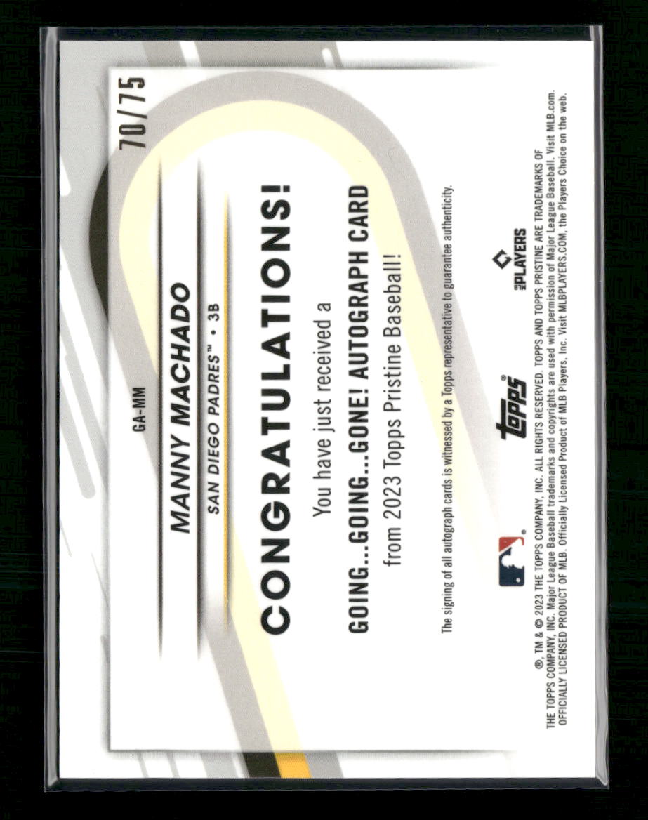 Manny Machado San Diego Padres 2023 Topps Going, Going, Gone! Autograph Insert