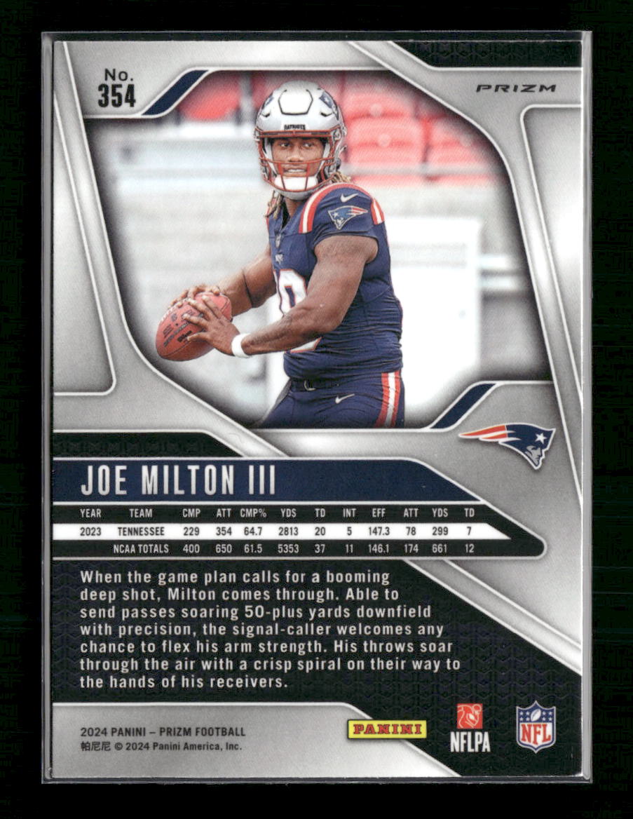 Joe Milton III New England Patriots 2024 Panini Prizm Rookie Orange Disco