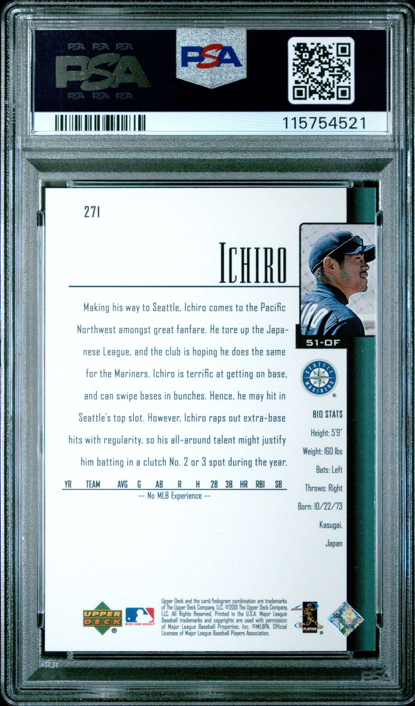 Ichiro 2001 Upper Deck #271 PSA 9