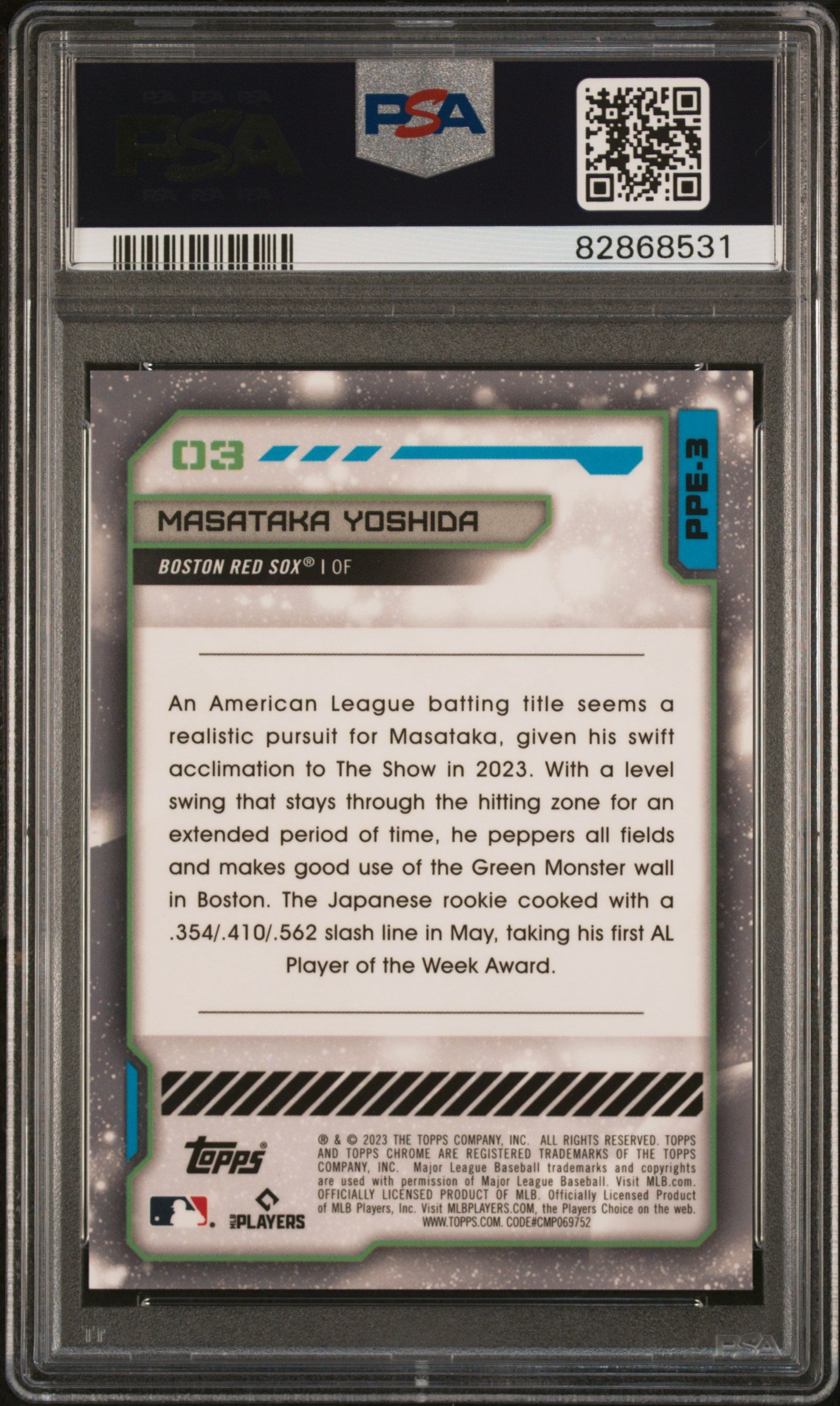 Masataka Yoshida 2023 Topps Cosmic Chrome Planetary Pursuit Earth PSA 9