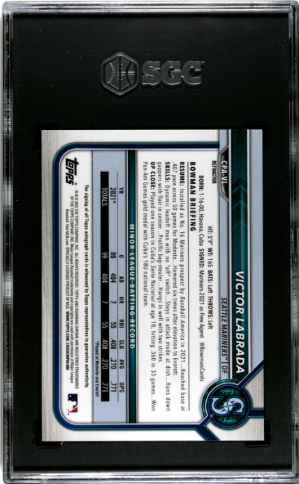 Victor Labrada 2022 Bowman Chrome #CPA-VL Auto. Ref. SGC 10