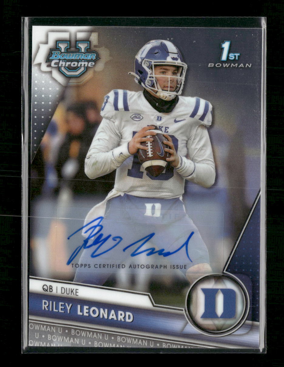 Riley Leonard 2023 Bowman University Chrome #6 Chrome Prospect Autographs