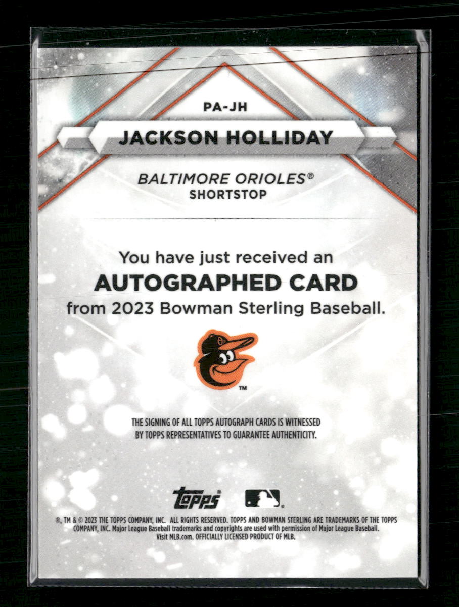 Jackson Holliday 2023 Bowman Sterling #PA-JH Prospect Autographs