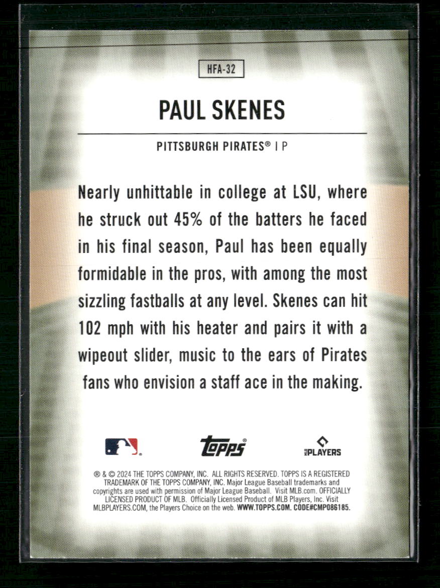 Paul Skenes 2024 Topps Update #HFA-32 Home Field Advantage