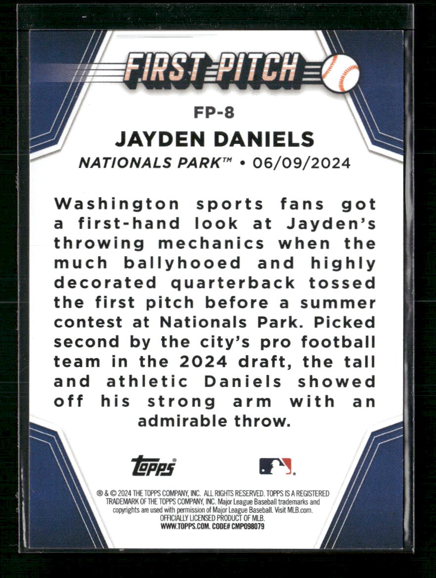 Jayden Daniels 2024 Topps Update #FP-8 First Pitch Gold #/50