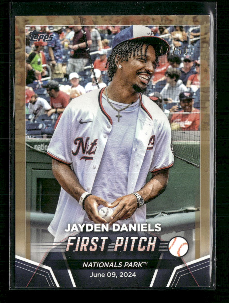 Jayden Daniels 2024 Topps Update #FP-8 First Pitch Gold #/50
