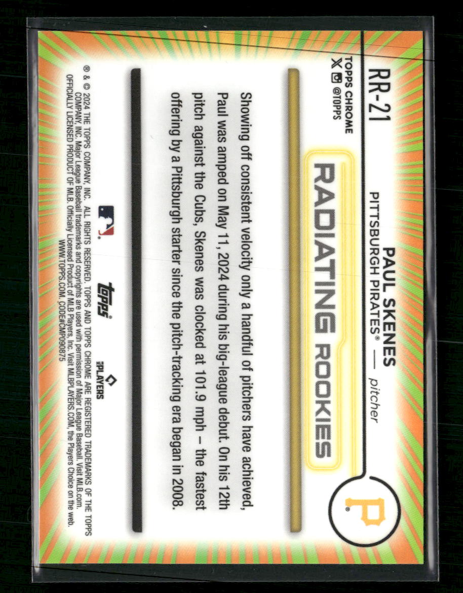 Paul Skenes 2024 Topps Chrome Update #RR-21 Radiating Rookies Variations