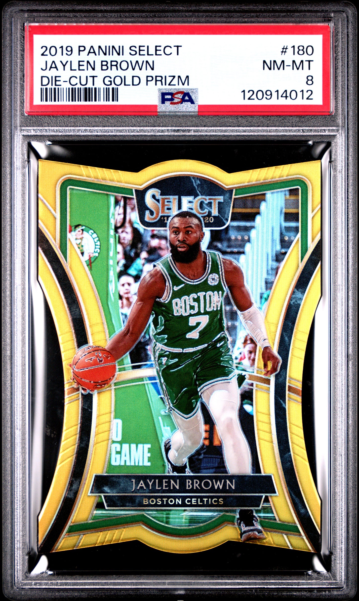 Jaylen Brown 2019 Panini Select #180 Die-Cut Gold Prizm PSA 8