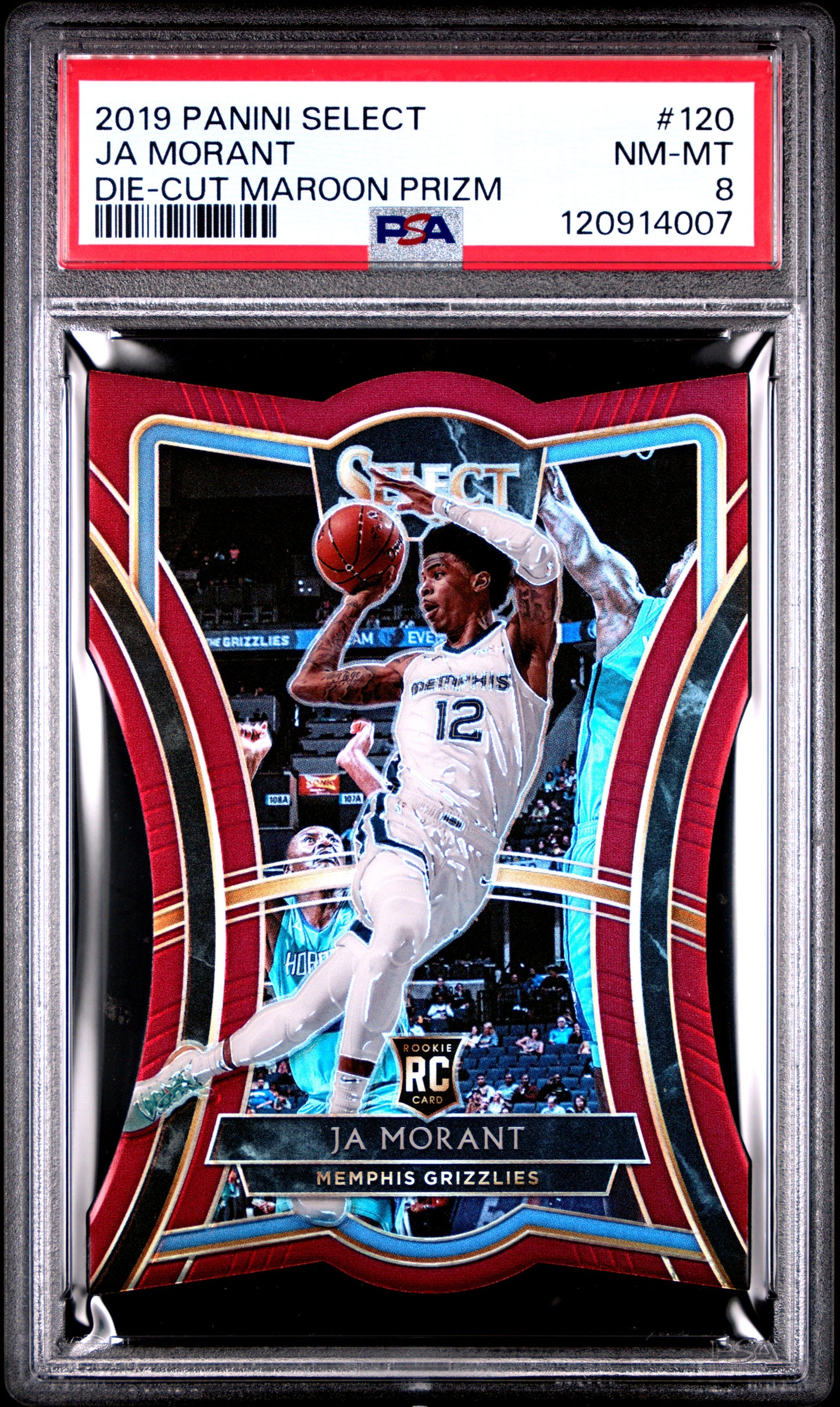Ja Morant 2019 Panini Select #120 Die-Cut Maroon Prizm PSA 8