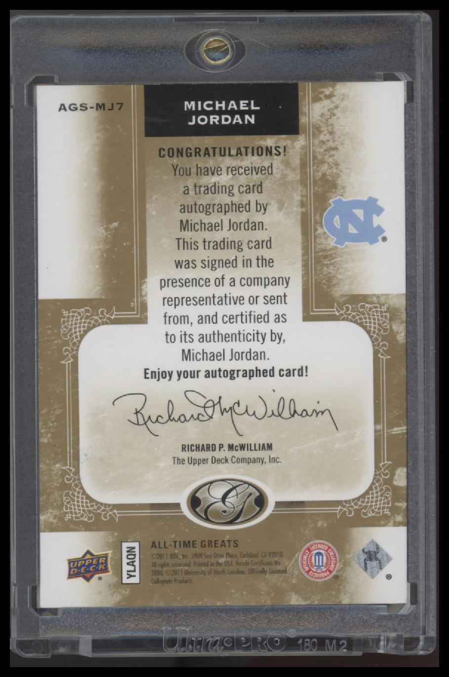 Michael Jordan 2011 Upper Deck All-Time Greats #AGS-MJ7 Signatures #/25