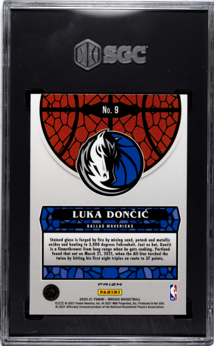 Luka Doncic 2020-21 Panini Mosaic #9 Stained Glass SGC 9.5