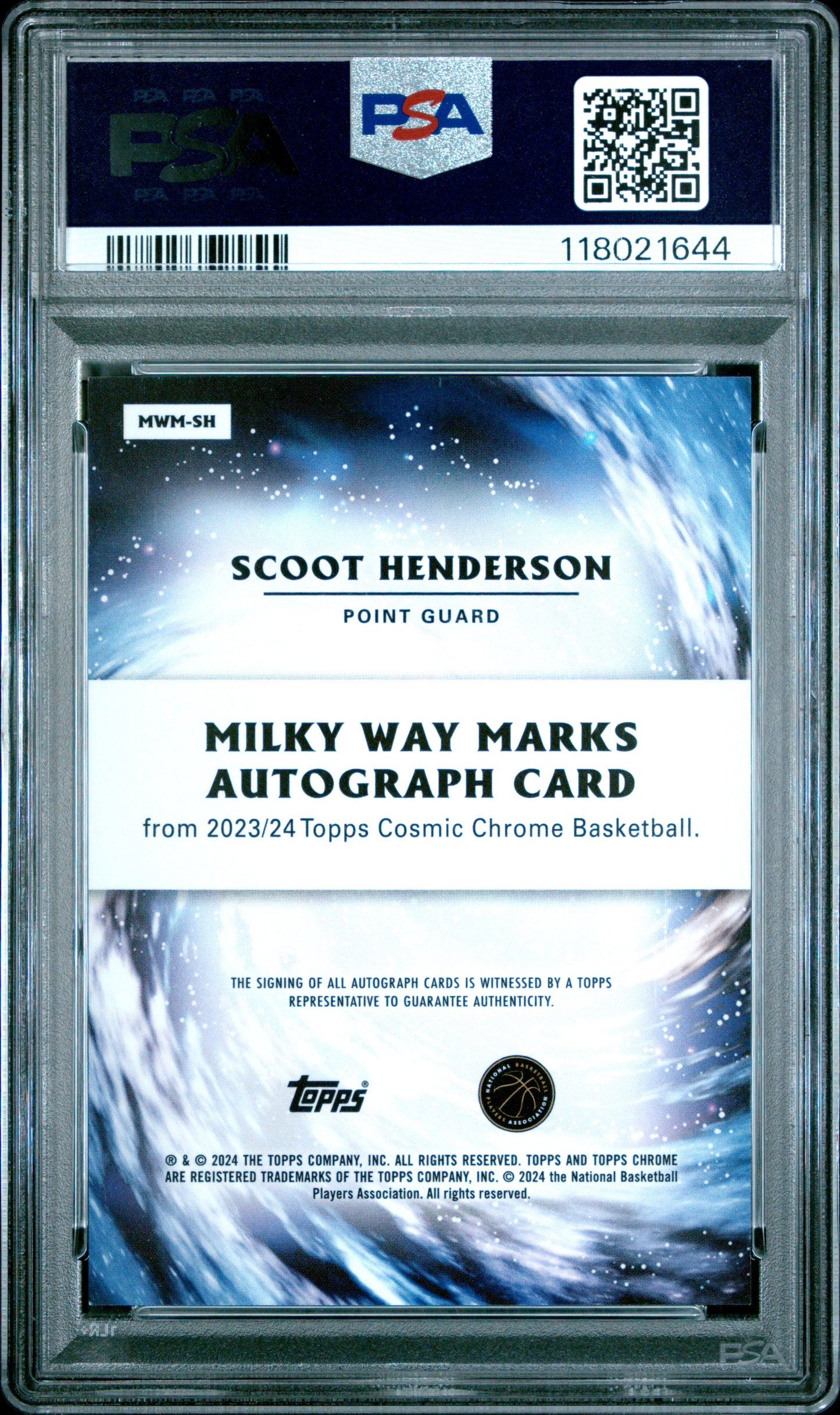 Scoot Henderson 2023 Topps Cosmic Autographs #MWMSH Mwm-Gold Interstellar PSA 9