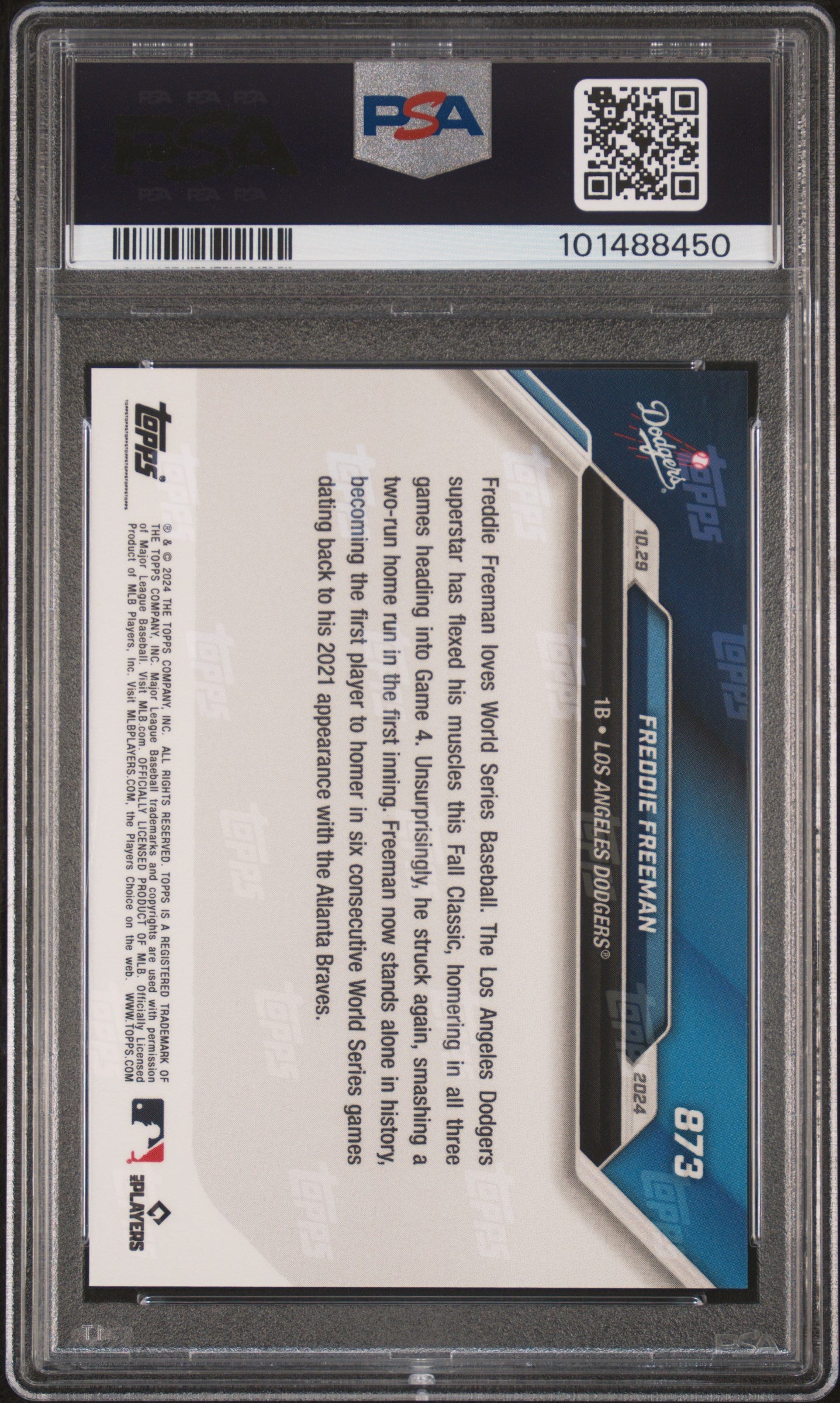 Freddie Freeman 2024 Topps Now #873 PSA 9