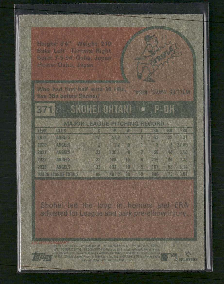 Shohei Ohtani 2024 Topps Heritage #371 Chrome Purple Refractor