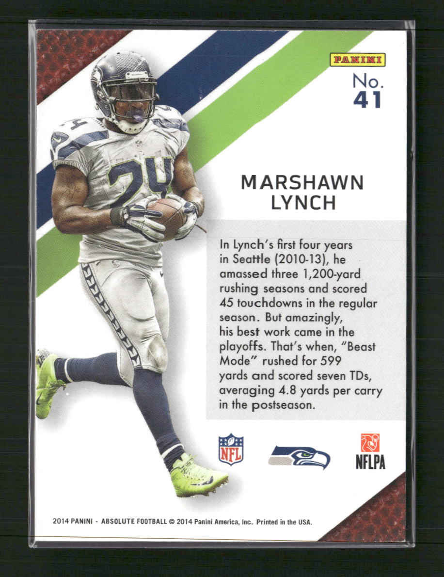 Marshawn Lynch 2014 Panini Absolute #41 Hogg Heaven Anniversary #/20