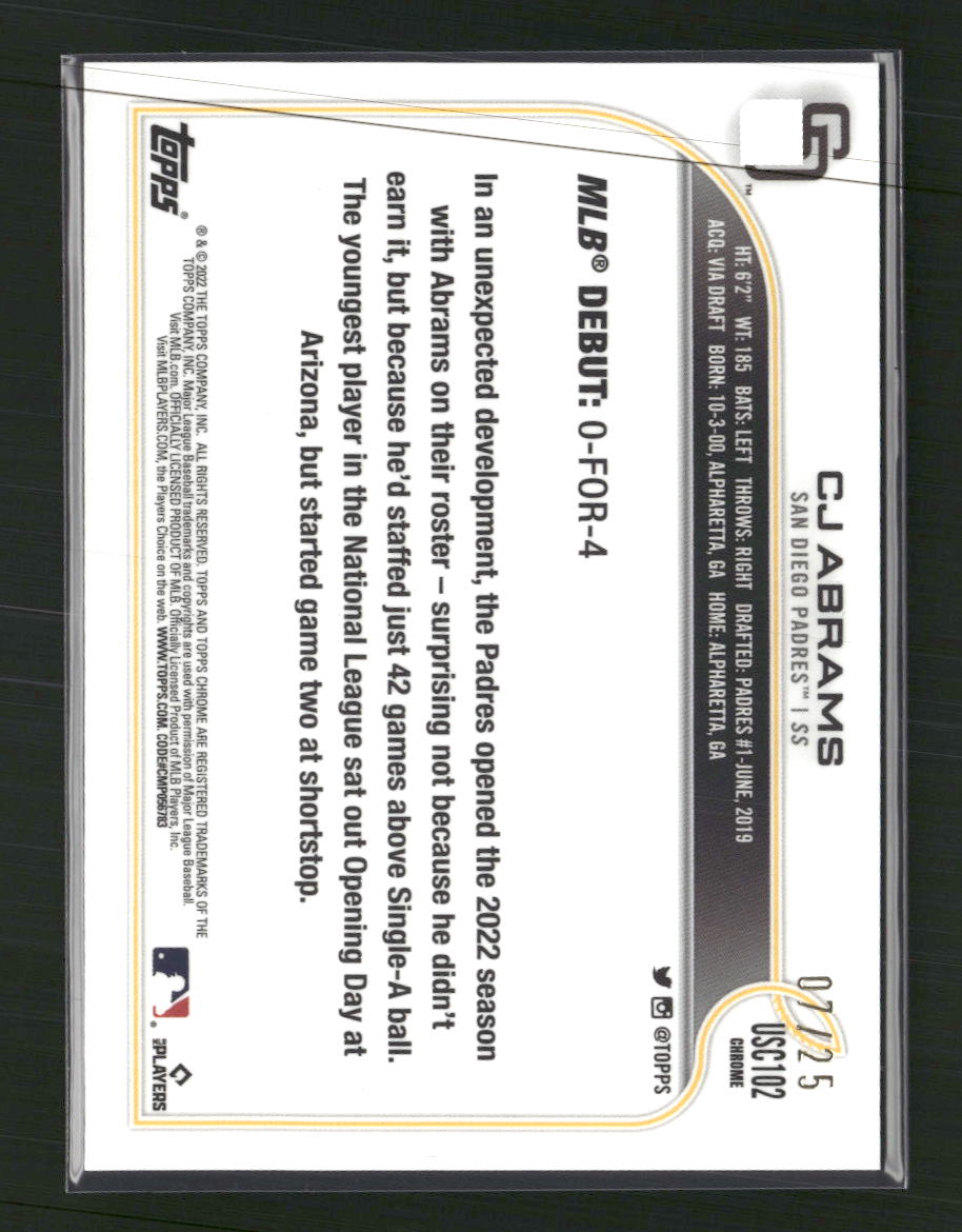 CJ Abrams 2022 Topps Chrome Update #USC102 Red Refractor #/25