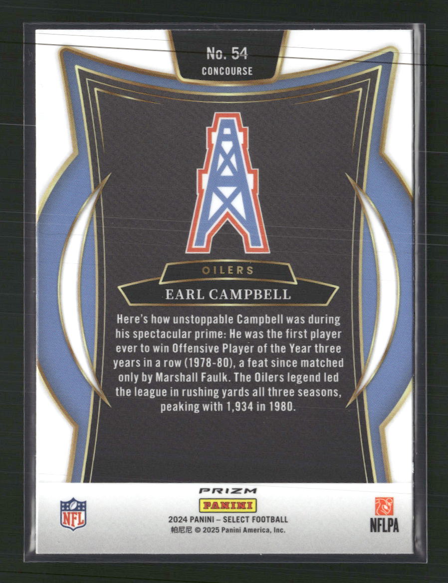 Earl Campbell 2024 Panini Select #54 Zebra Prizm