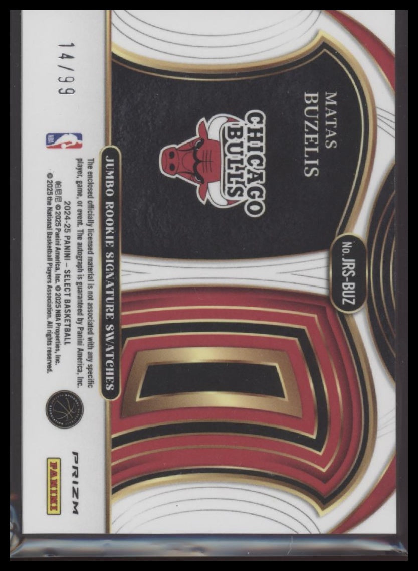 Matas Buzelis 2024-25 Panini Select #JRS-BUZ Rookie Signature Swatches #/99