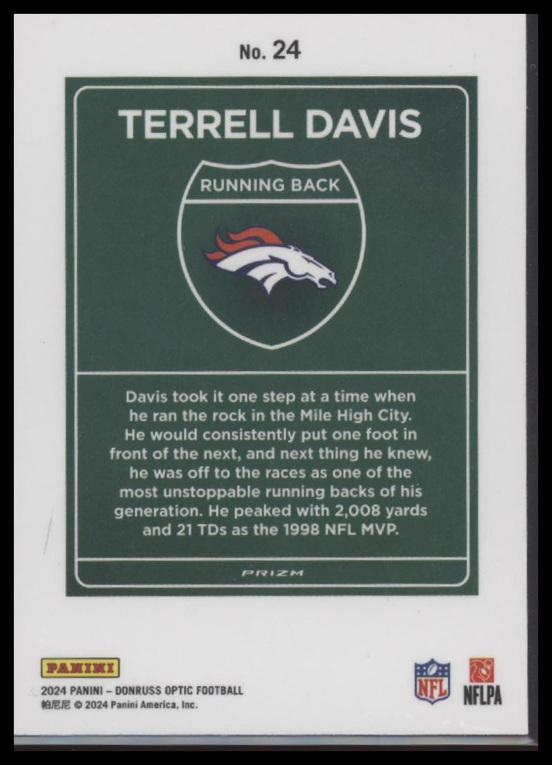 Terrell Davis 2024 Donruss Optic #24 Downtown!