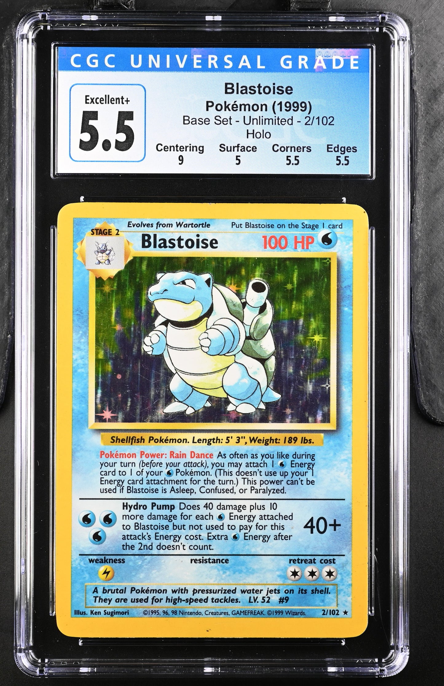 Blastoise 1999 Base Set #2/102 CGC 5.5