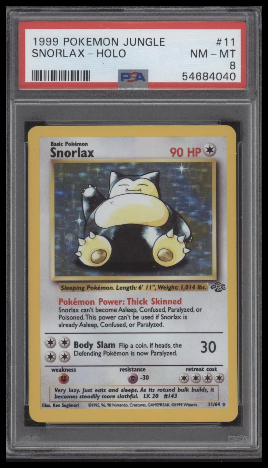 Snorlax-Holo 1999 Pokemon Jungle #11 PSA 8