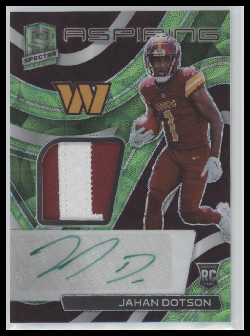 Jahan Dotson 2022 Panini Spectra #APA-JDO Patch Autographs Neon Green #/35