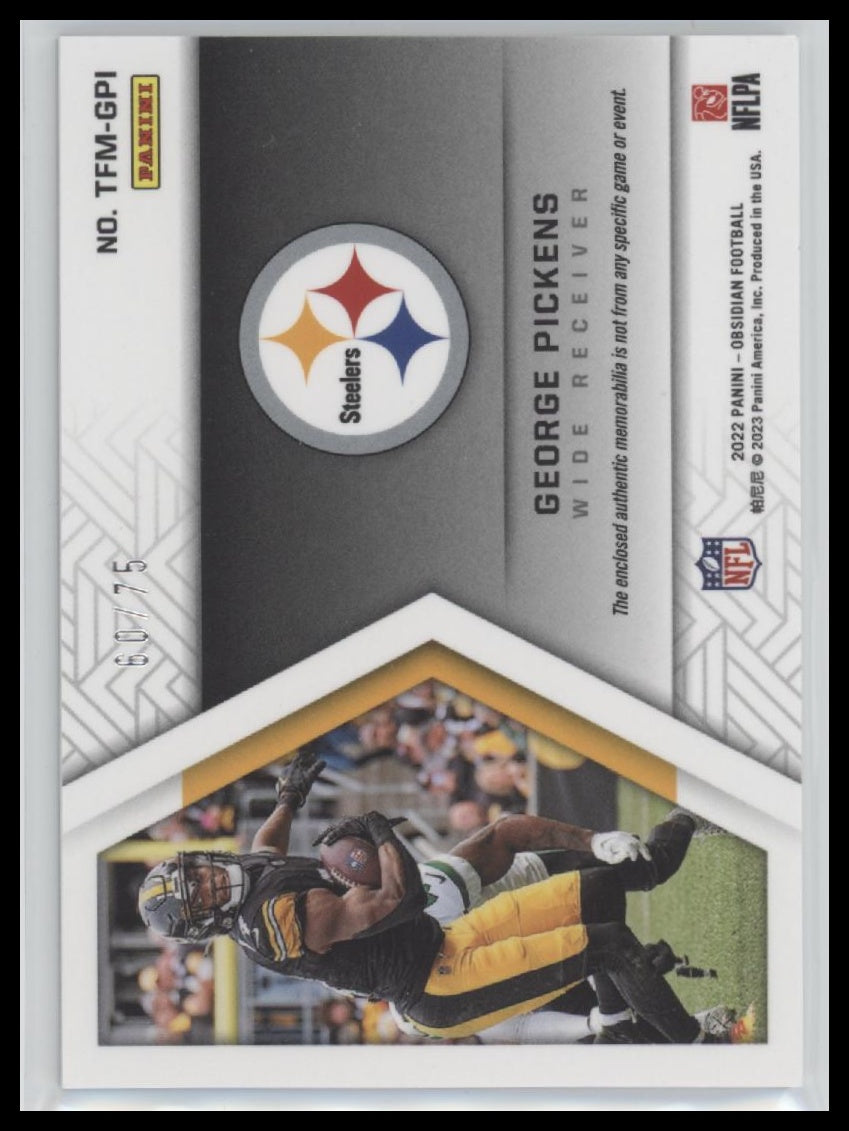 George Pickens 2022 Panini Obsidian #TFM-GPI Trifecta Electric Etch Orange #/75