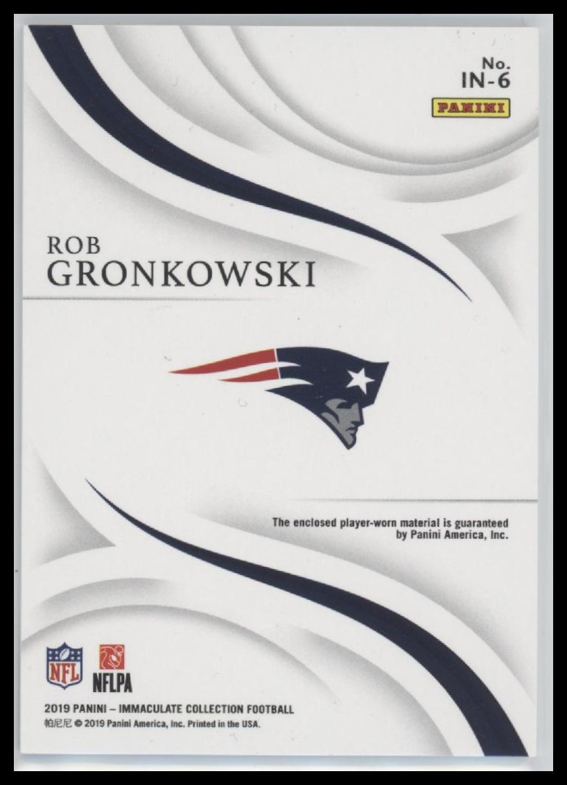 Rob Gronkowski 2019 Panini Immaculate Collection #IN-6 Numbers Memorabilia #/87