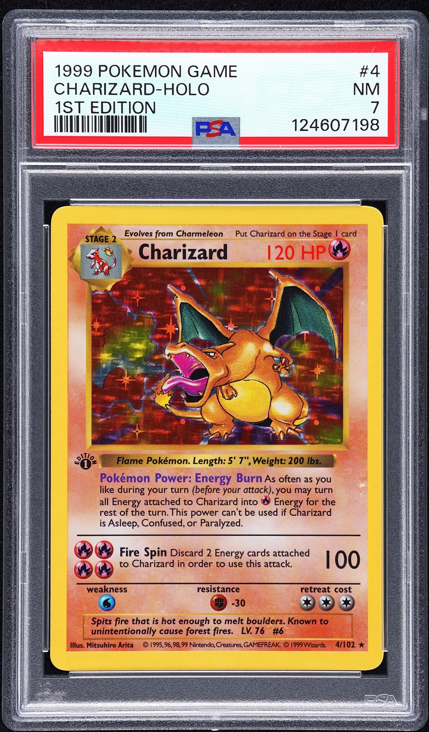 Charizard Holo 1999 Pokemon Game #4 1st Edition PSA 7