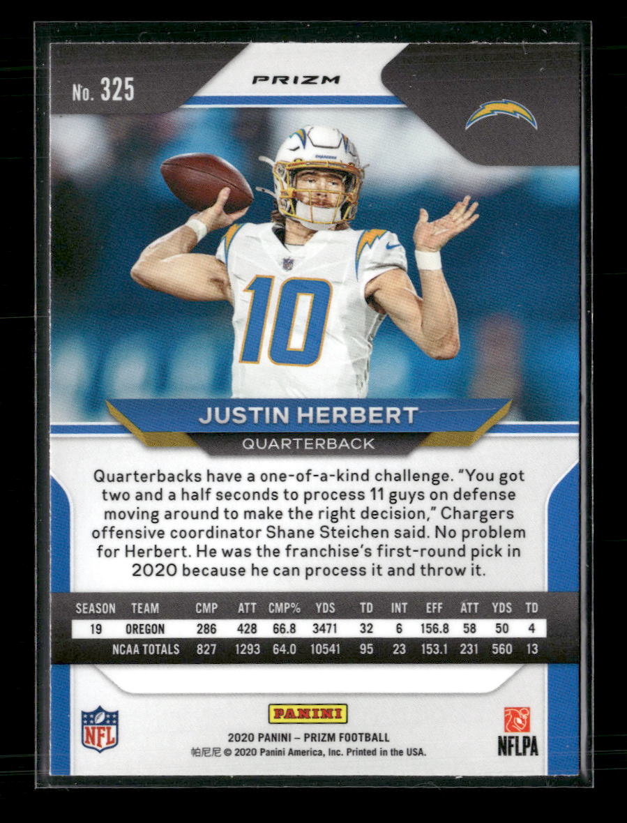 Justin Herbert 2020 Panini Prizm #325 Prizm Silver