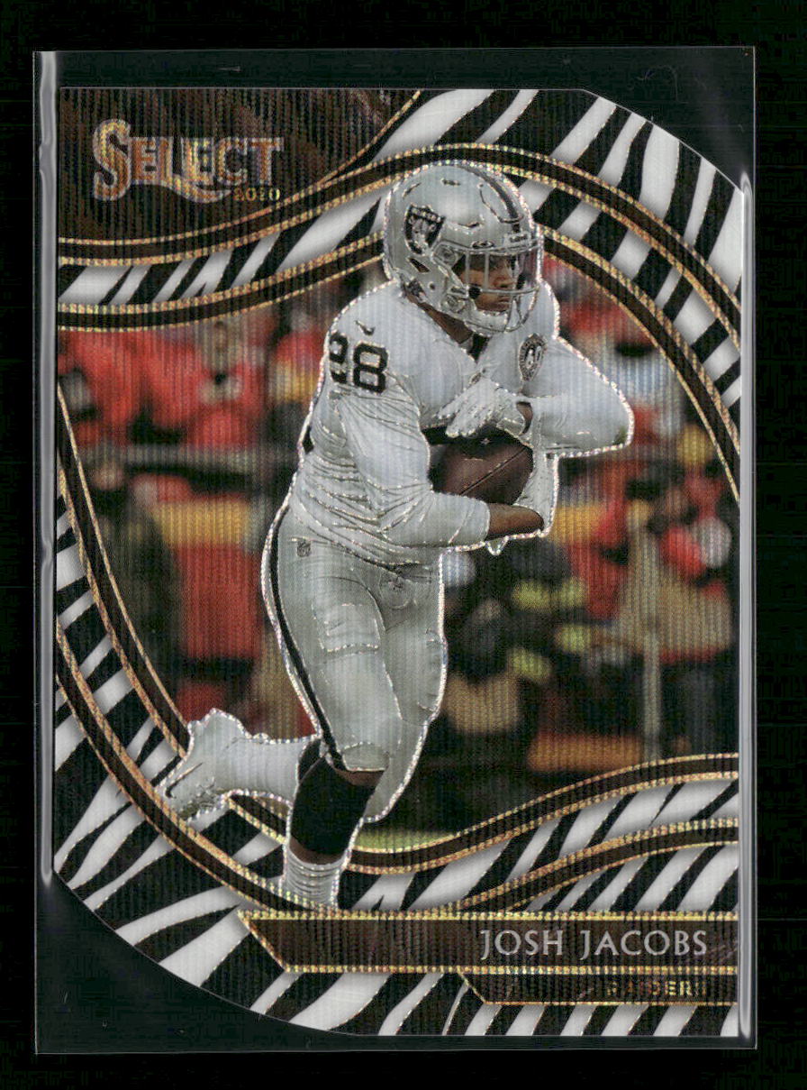Josh Jacobs 2020 Panini Select #333 Zebra Prizm Die Cut