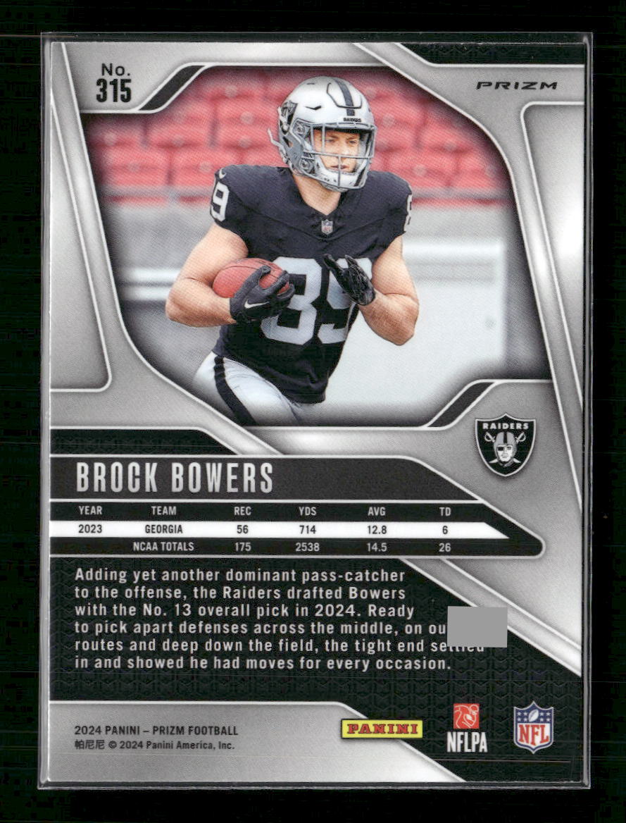 Brock Bowers 2024 Panini Prizm #315 Lazer