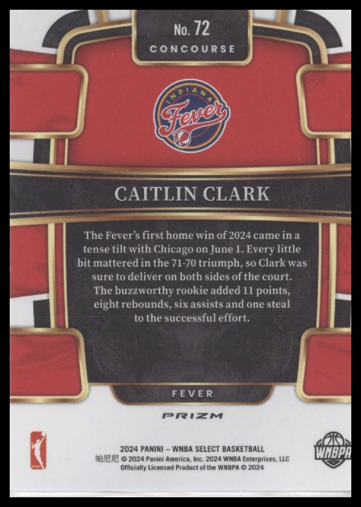 Caitlin Clark 2024 Panini Select WNBA #72 Silver Prizm