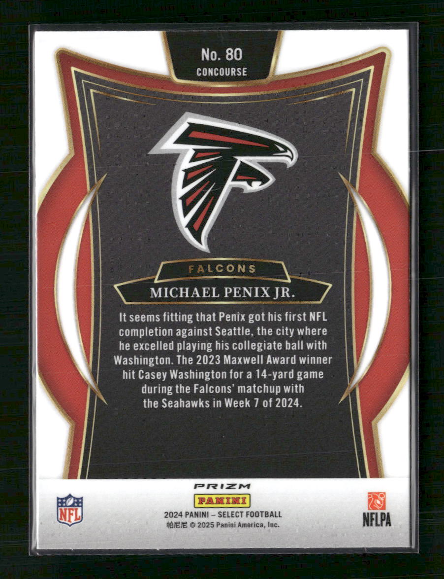 Michael Penix Jr. 2024 Panini Select #80 Red & Blue Prizm Shock