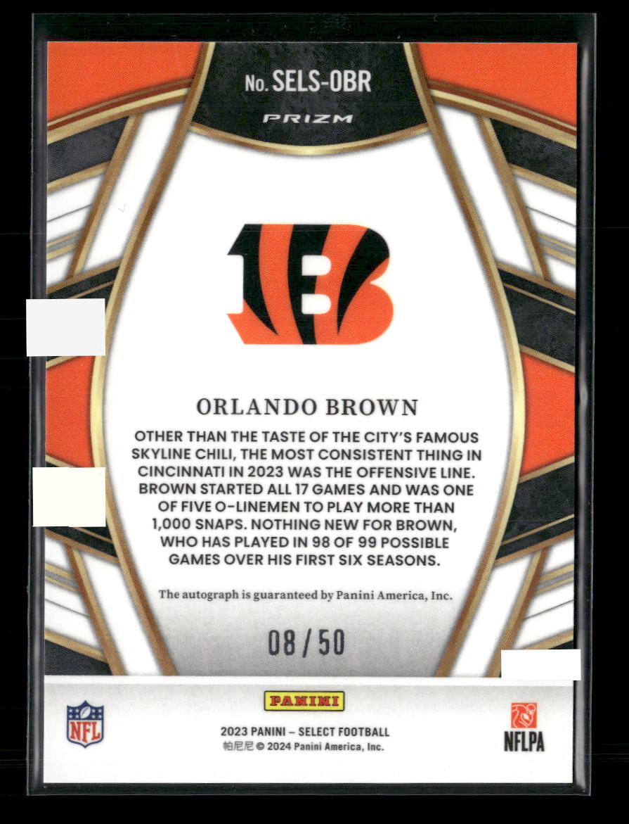Orlando Brown 2023 Panini Select #SELS-OBR Select Signatures White Prizm #/50