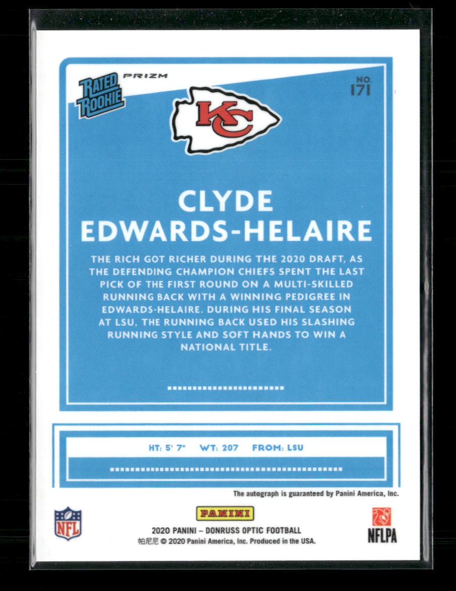 Clyde Edwards-Helaire 2020 Donruss Optic #171 Rated Rookies Autographs Bronze