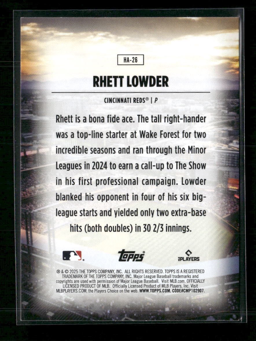 Rhett Lowder 2025 Topps #HA-26 Home Field Advantage