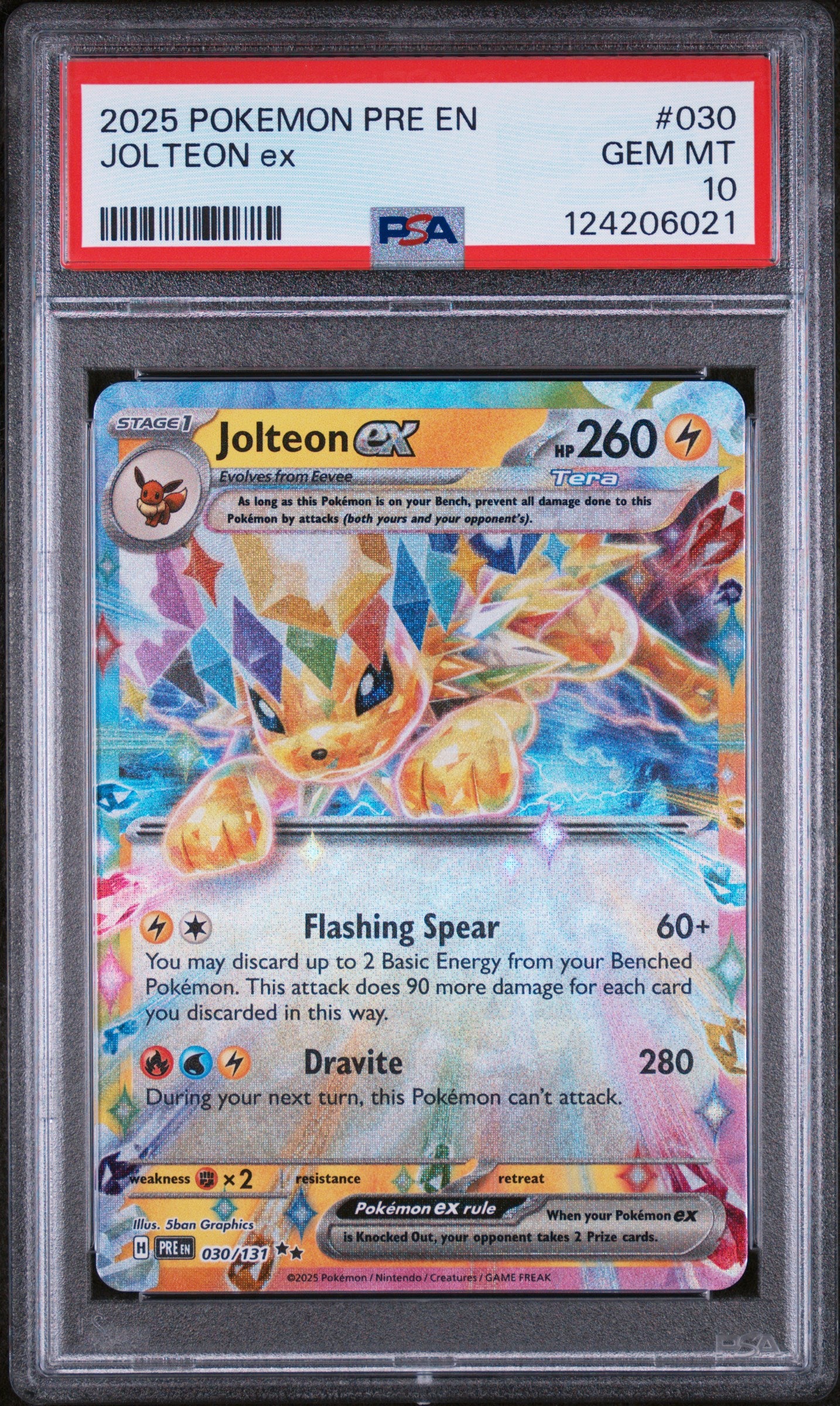 Jolteon Ex 2025 Pokemon Pre En-Prismatic Evolutions #030 PSA 10
